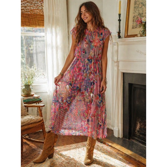 johnny was boho dress Johnny Was Boho Midi-dress NWT L